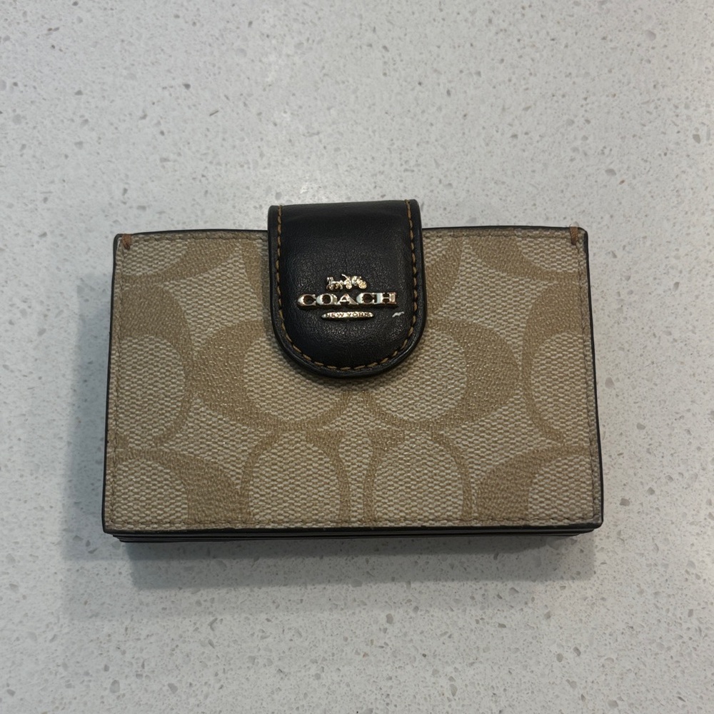 Coach Beige and Black Card Holder